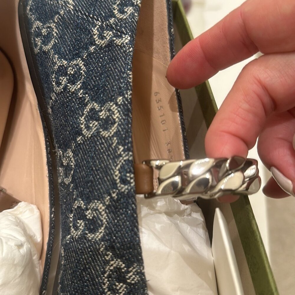 New Denim Monogramed Gucci Flats - Picture 11 of 16